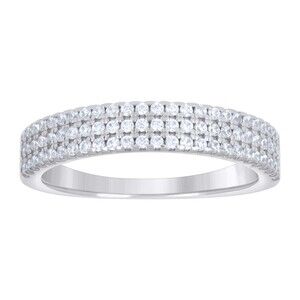 925 Sterling Silver Womens Cubic-Zirconia Wedding Band Ring Size 5